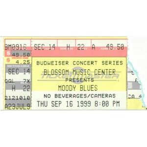 Vintage 1999 Moody Blues Concert Ticket Stub Cuyahoga Falls OH